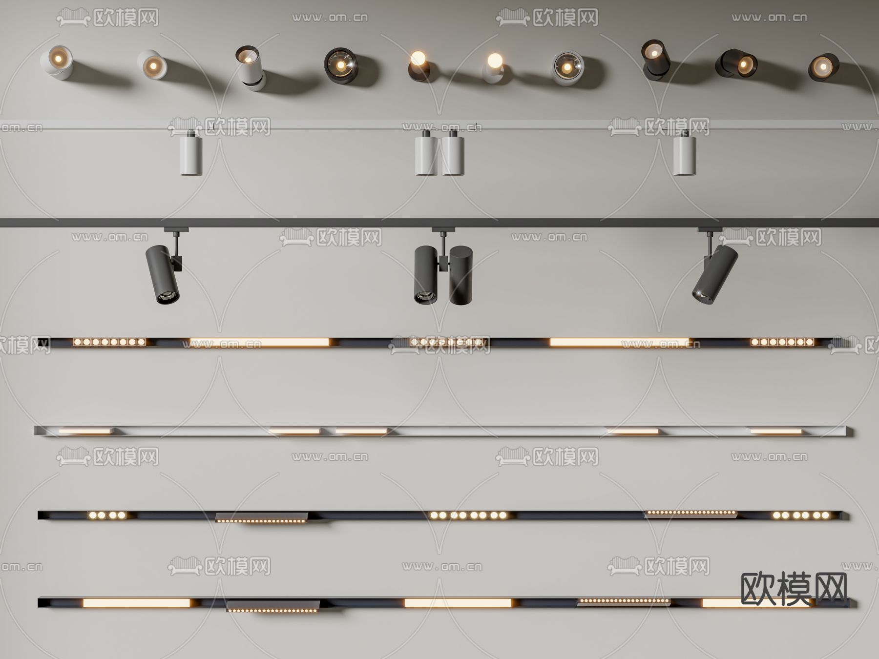 轨道灯 磁吸灯 筒灯 射灯3d模型下载