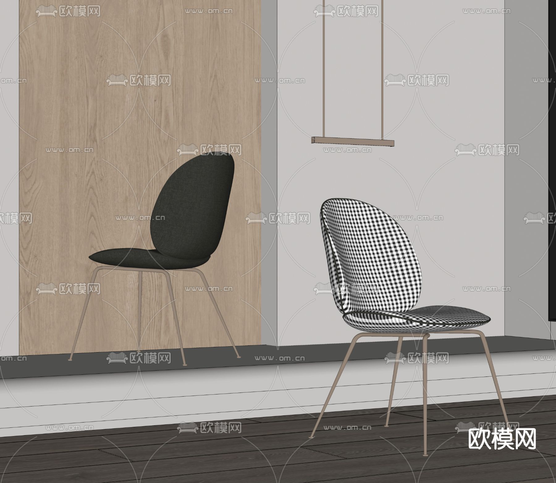 gubi 餐椅 单椅su模型下载（渲染图2）