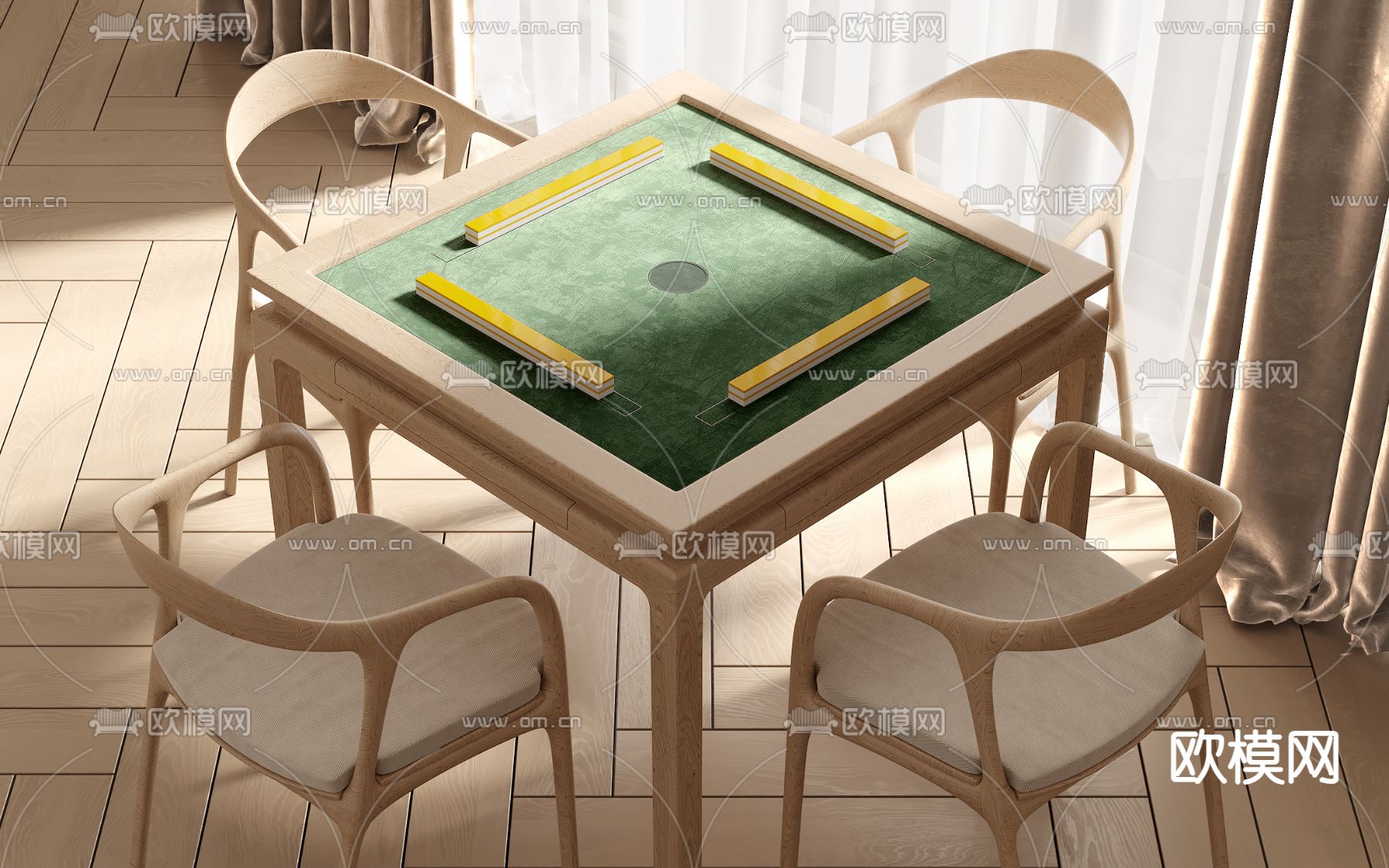 侘寂麻将桌 麻将机3d模型下载