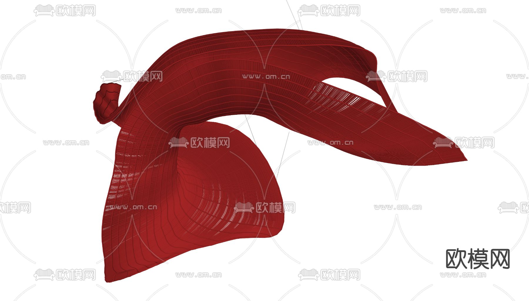 红色异形吊灯su模型下载（渲染图2）