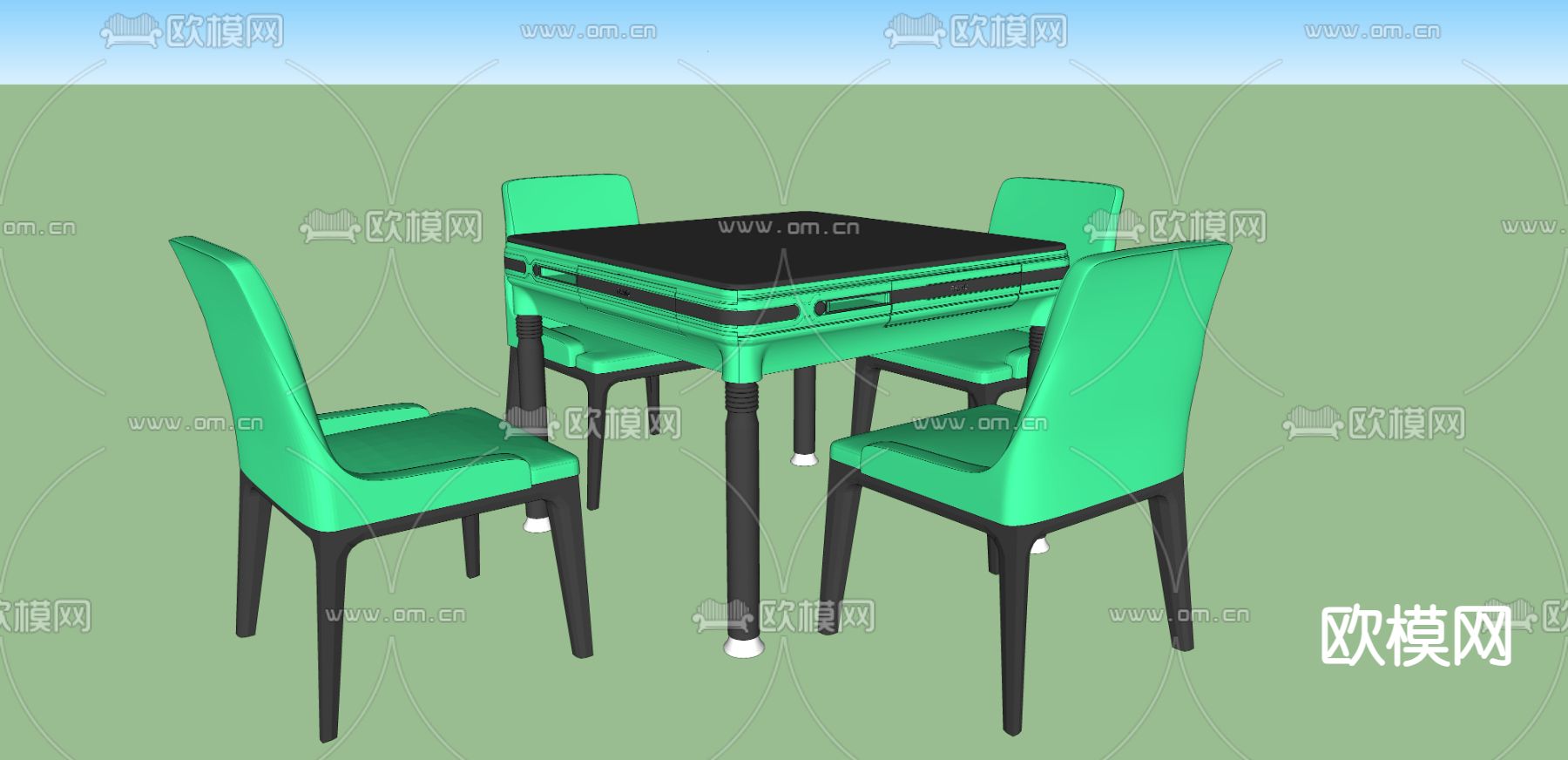 麻将机桌su模型下载（渲染图2）