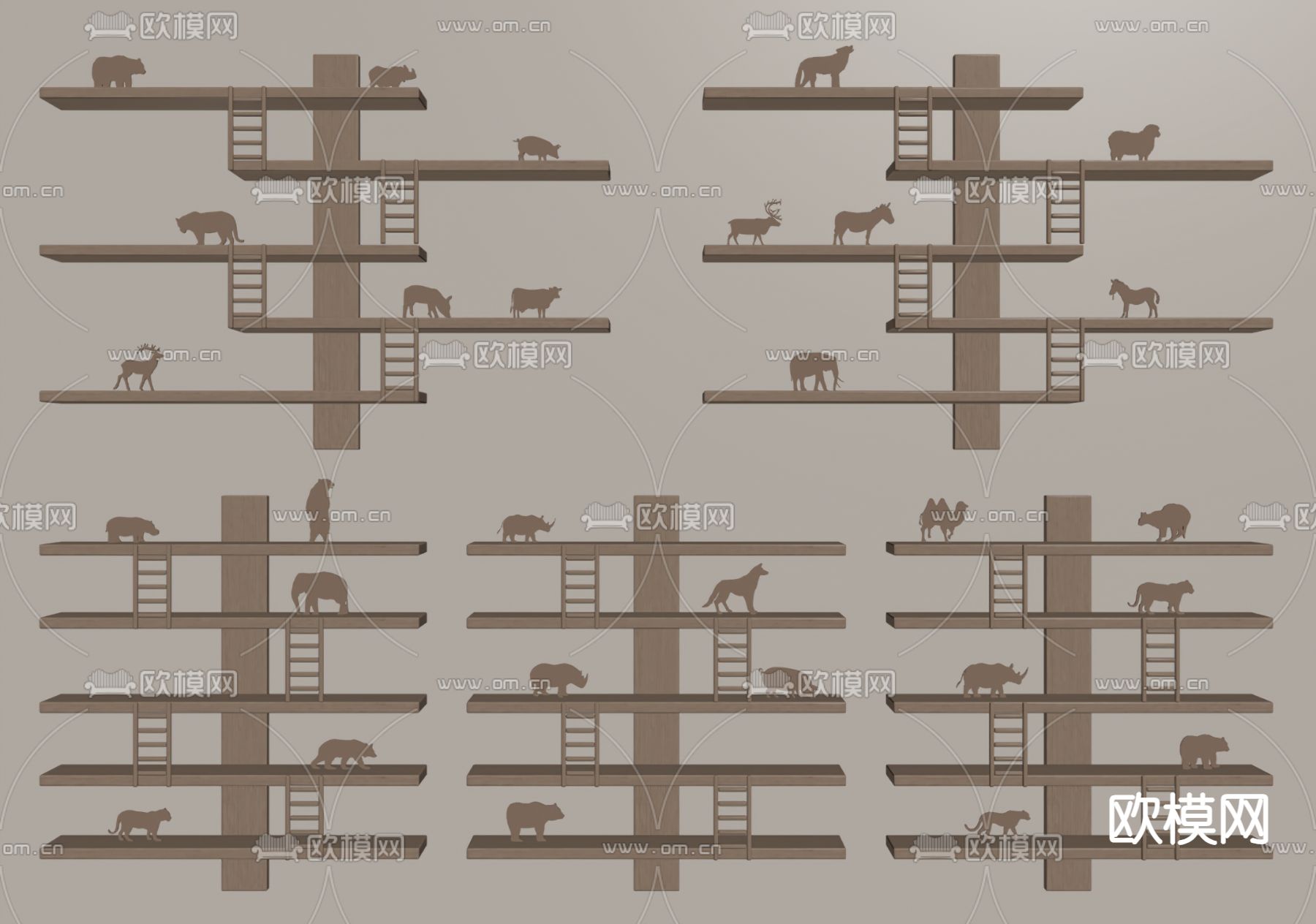 北欧儿童置物架su模型下载（渲染图2）