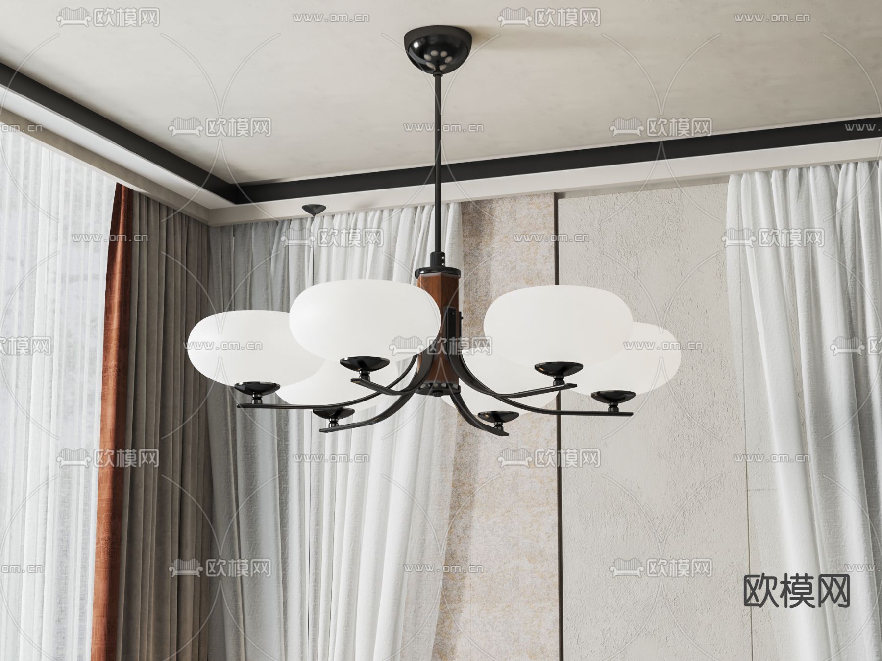 美式吊灯 中古风吊灯3d模型下载