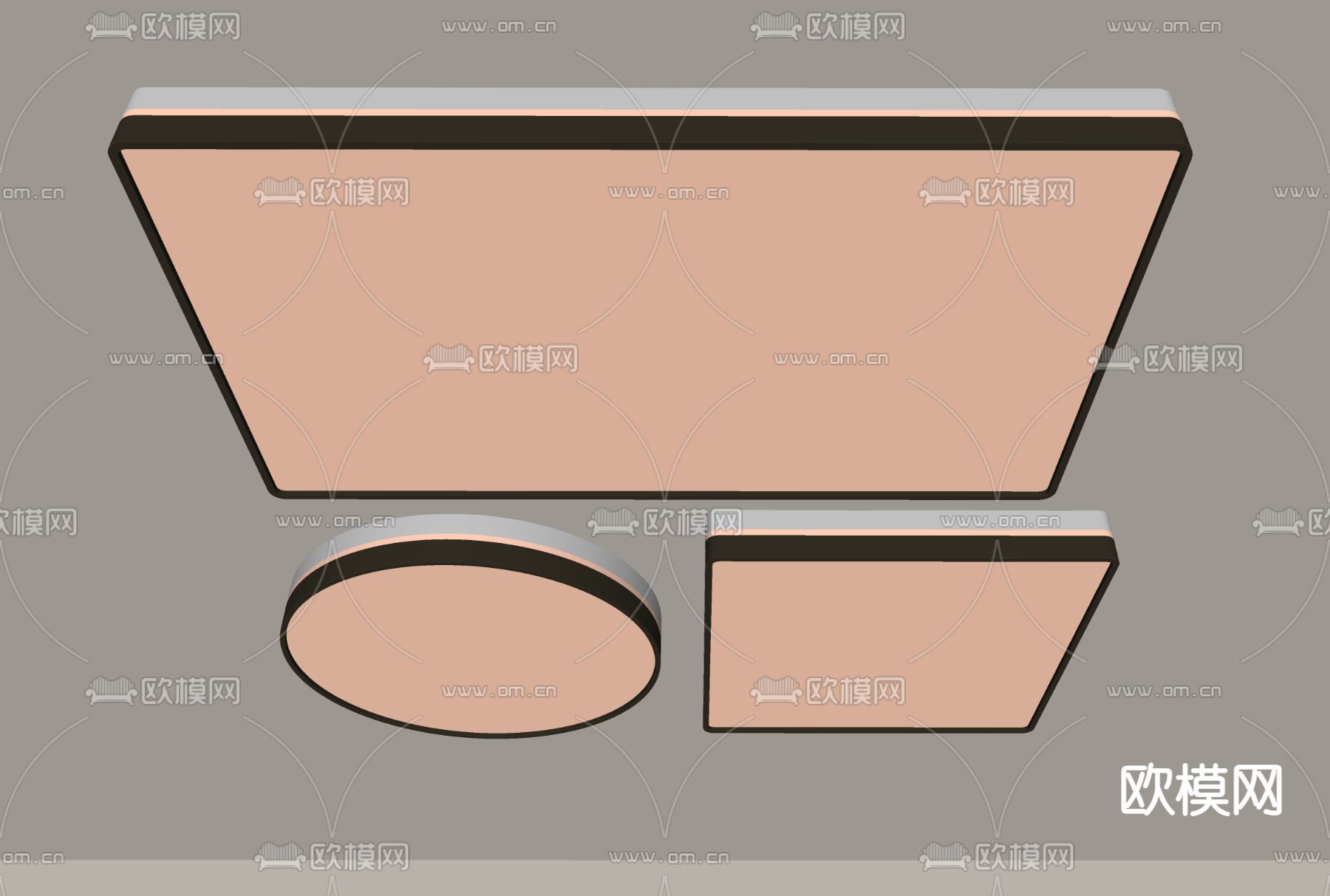 现代吸顶灯su模型下载（渲染图2）
