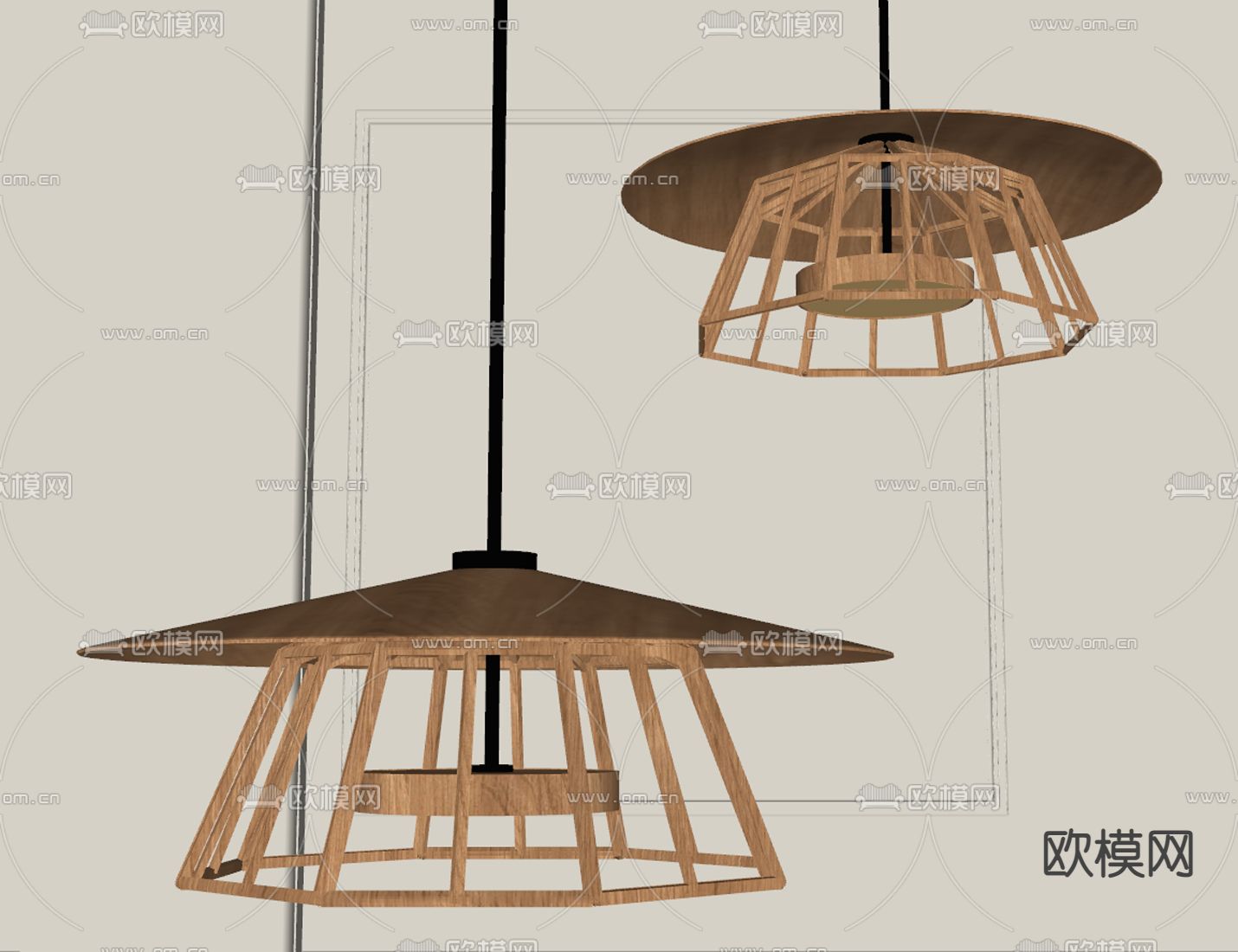 侘寂风吊灯su模型下载（渲染图2）