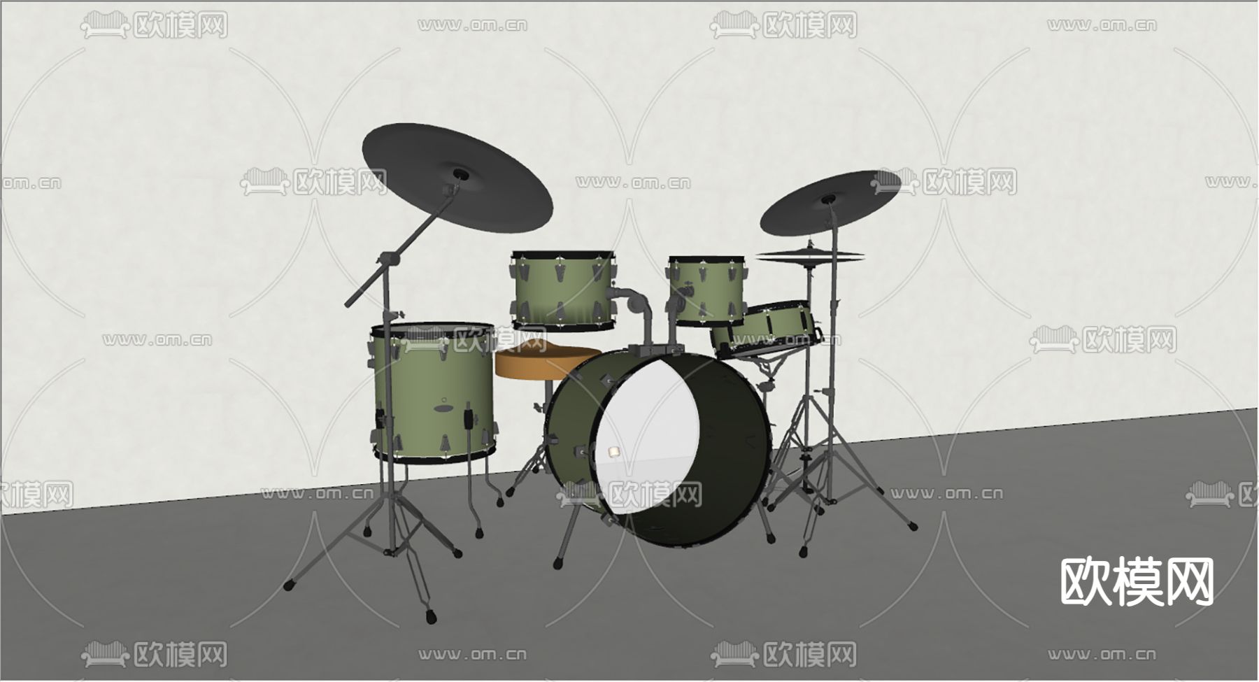 乐器 爵士鼓su模型下载（渲染图2）