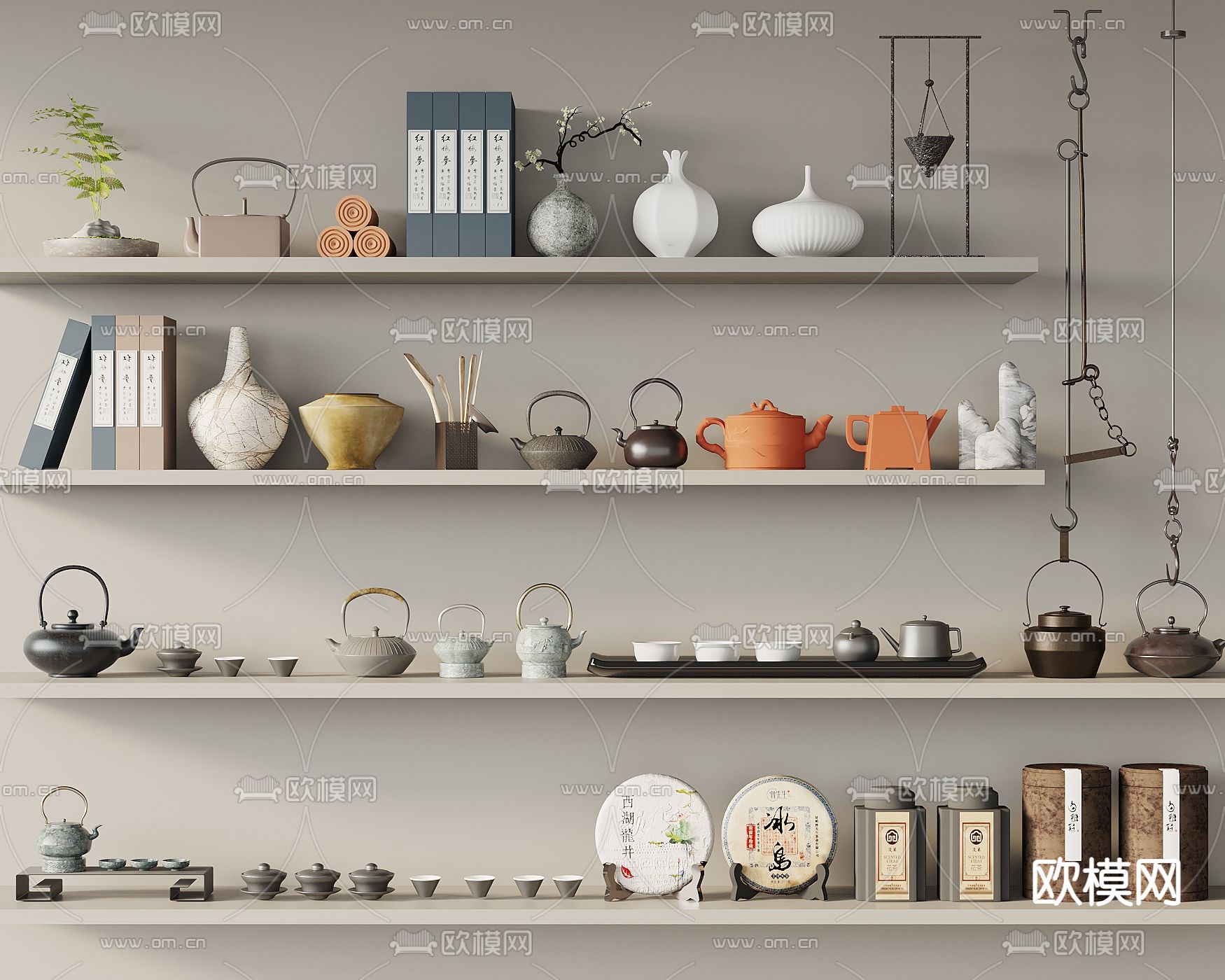 新中式茶具 茶壶 茶叶罐3d模型下载