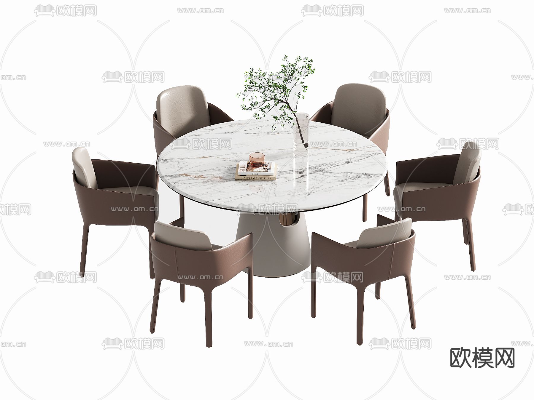 圆形餐桌椅3d模型下载