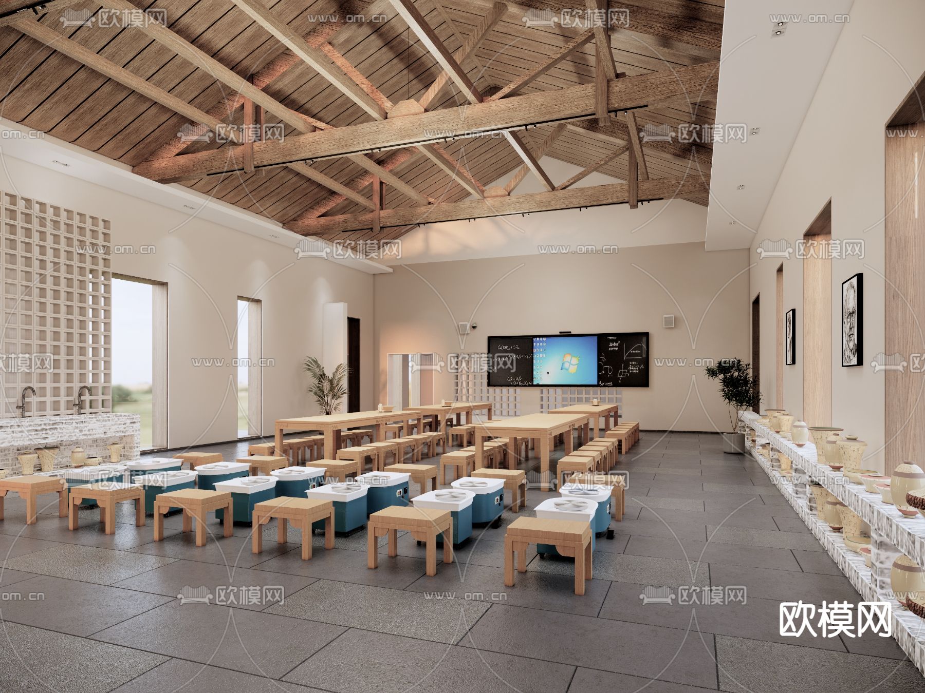 现代陶艺教室su模型