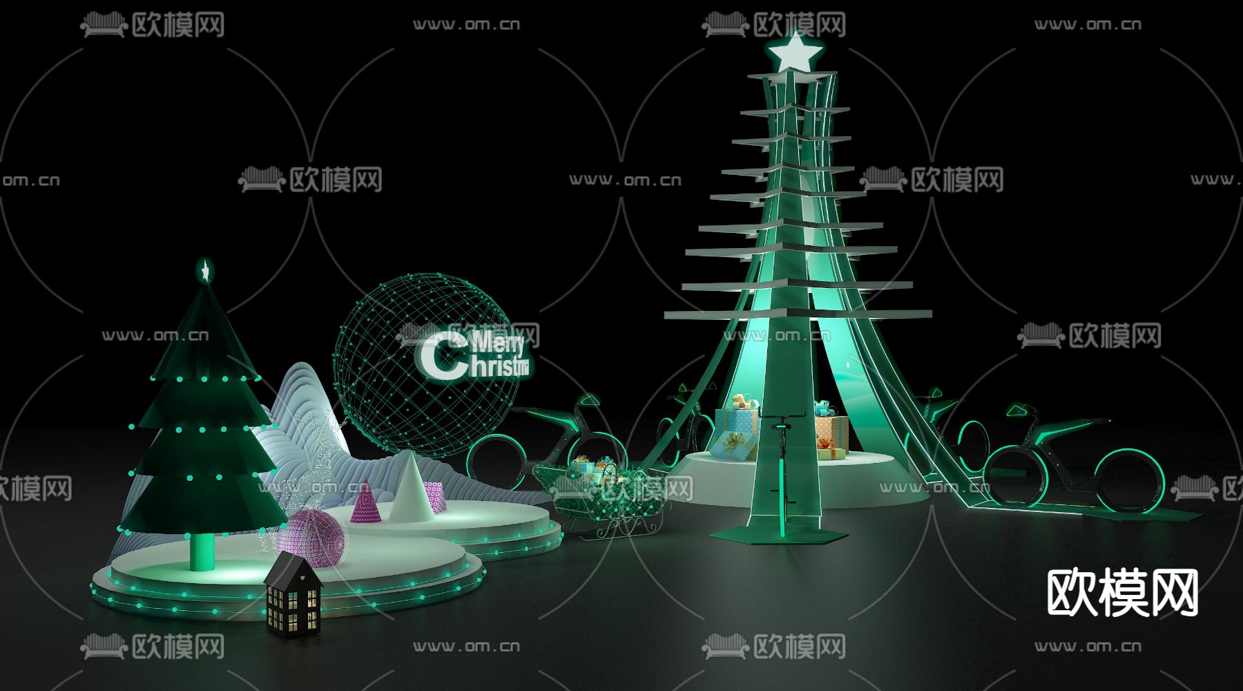 圣诞美陈 商业美陈3d模型下载