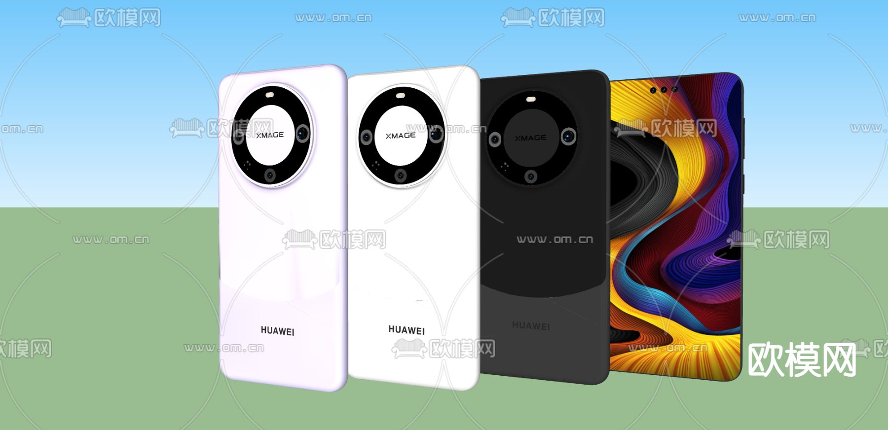 华为mate60 Pro手机su模型下载（渲染图2）