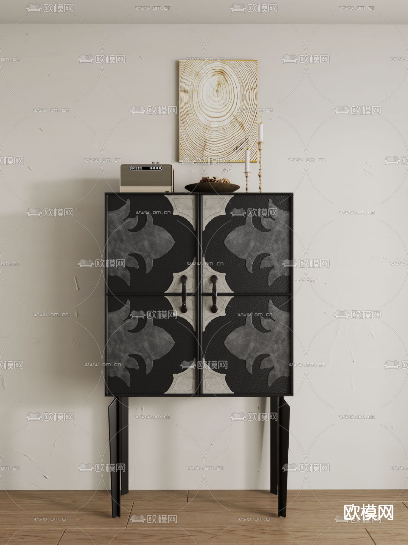 中古风边柜 玄关柜su模型下载（渲染图1）