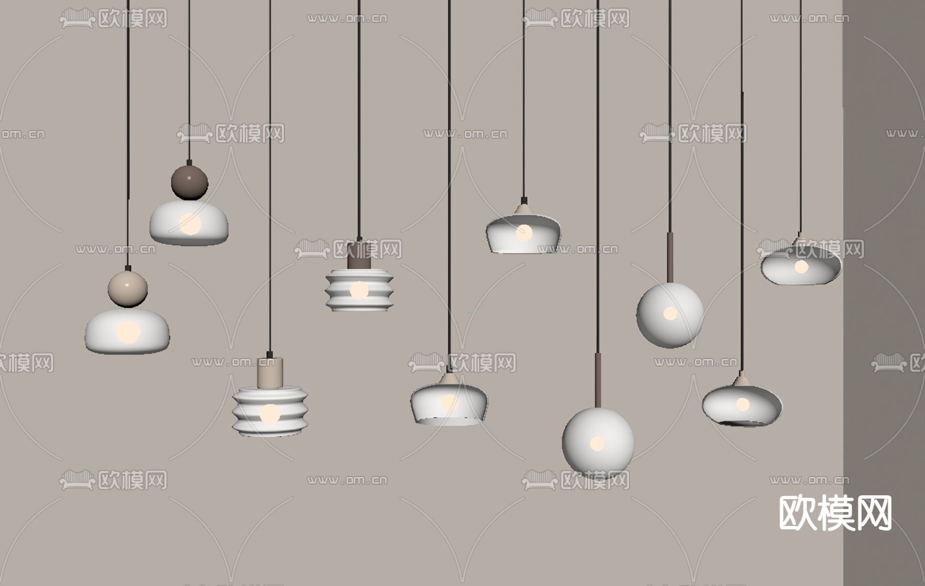 奶油风床头吊灯su模型下载（渲染图3）