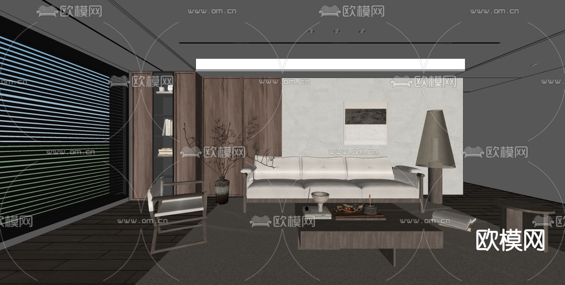 侘寂客厅su模型下载（渲染图2）