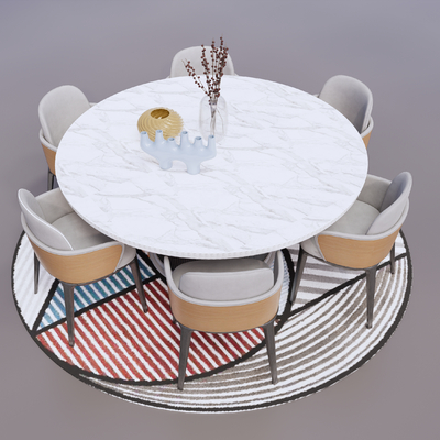 现代圆形餐桌su模型