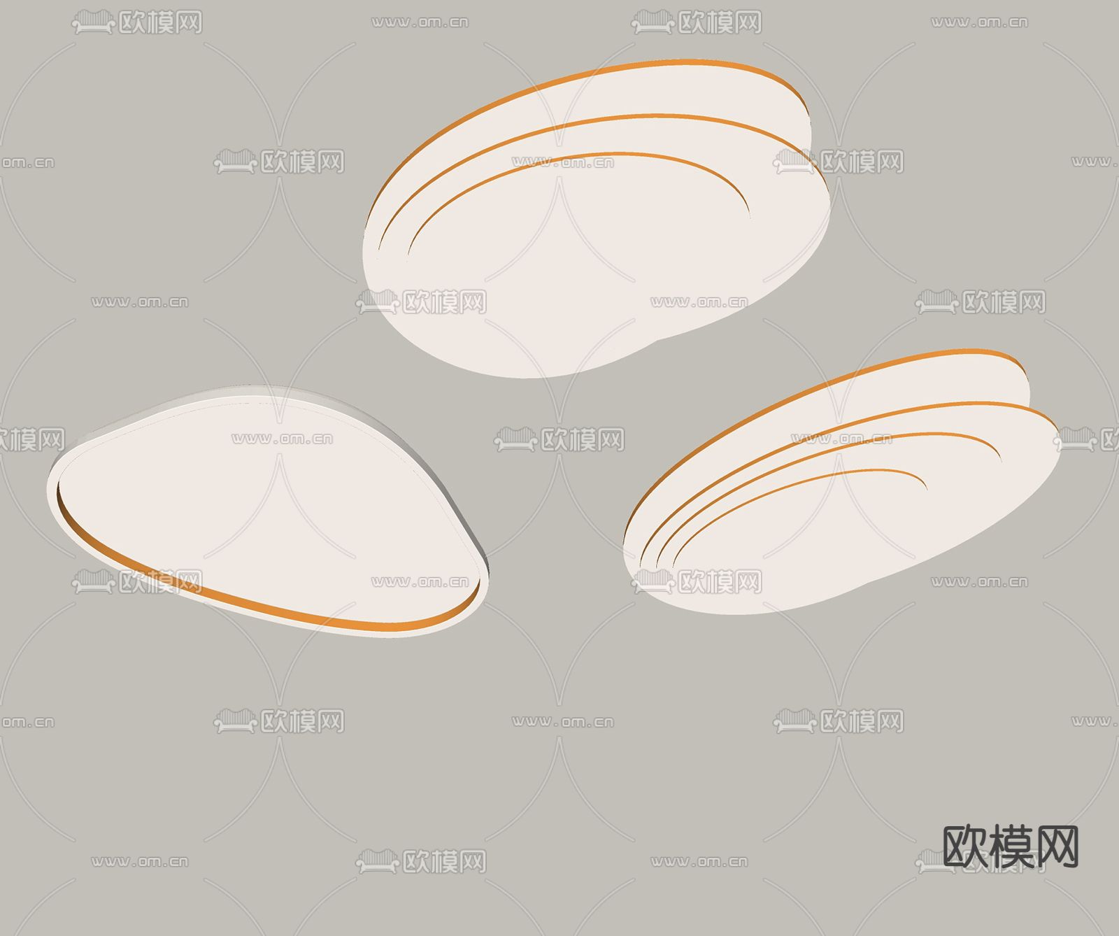 奶油风吸顶灯su模型下载（渲染图2）