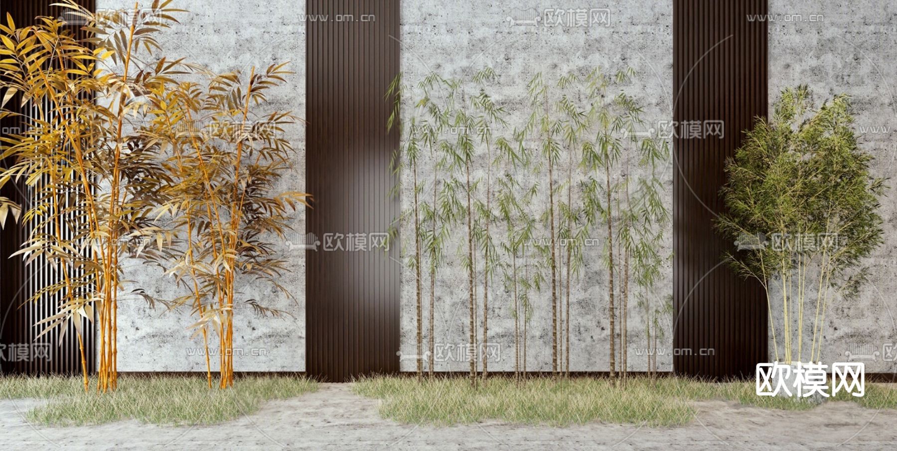 现代竹子su模型下载（渲染图1）