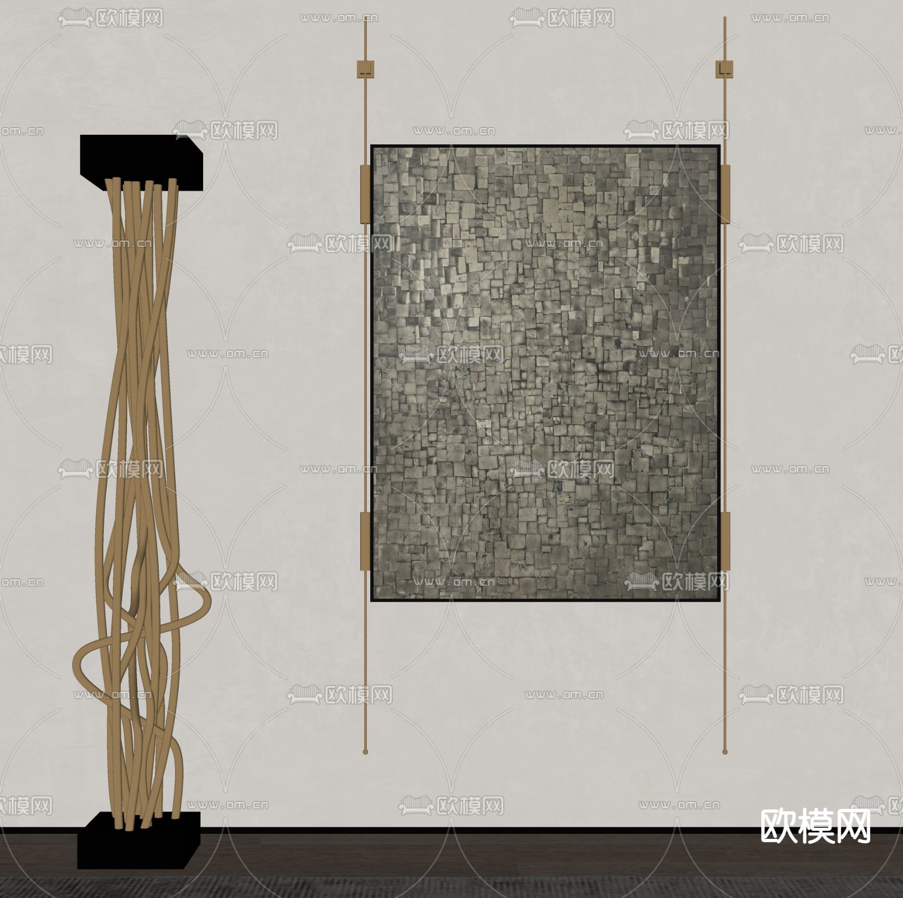 侘寂风装饰画su模型下载（渲染图2）