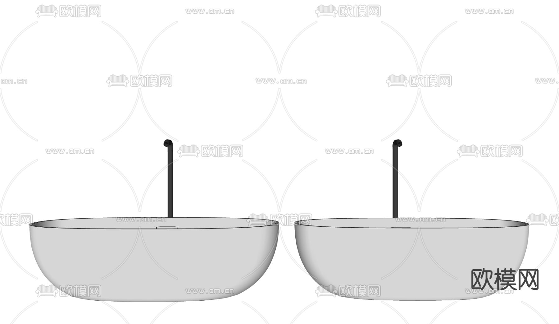 现代浴缸su模型下载（渲染图2）