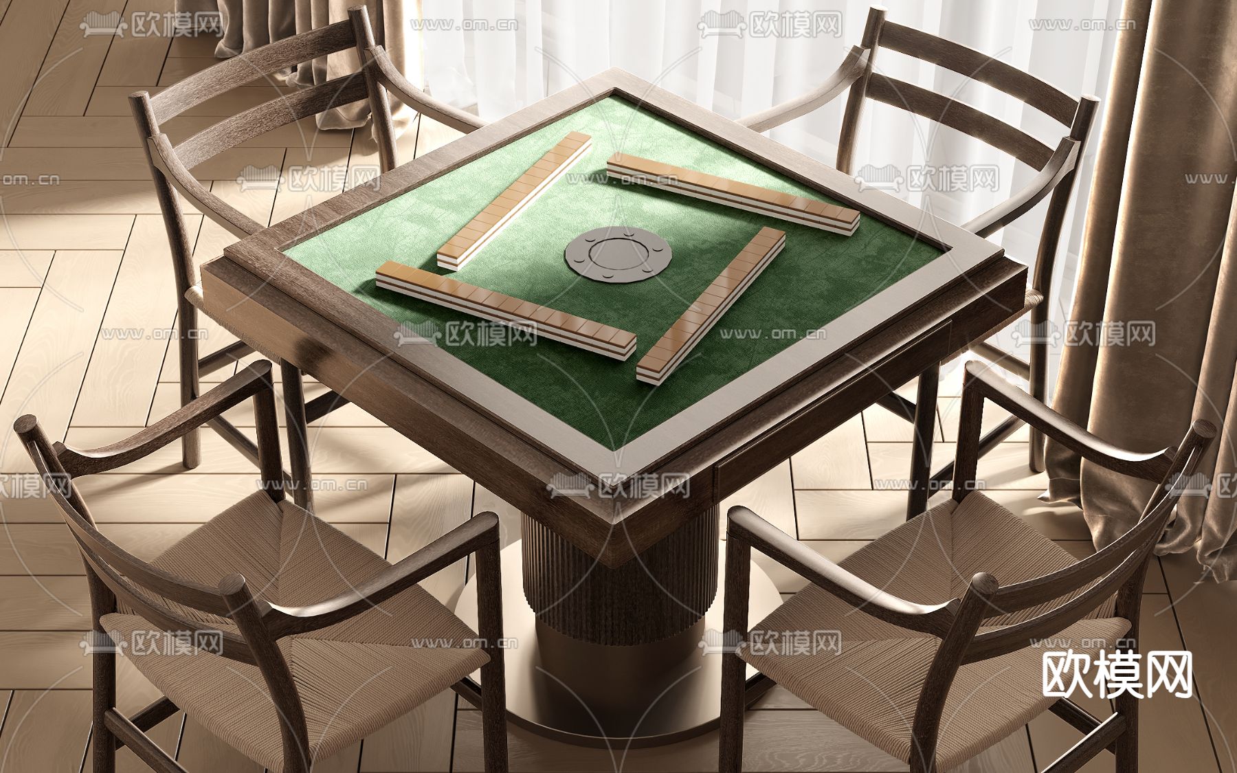 侘寂麻将桌 麻将机3d模型下载