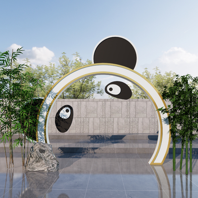 现代活动门头su模型