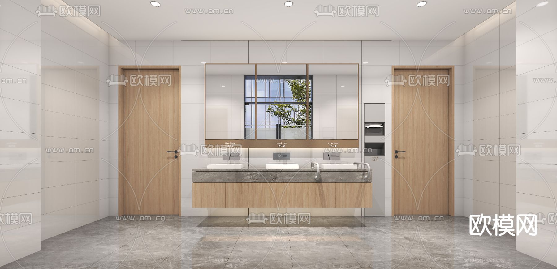 公共卫生间su模型下载（渲染图1）
