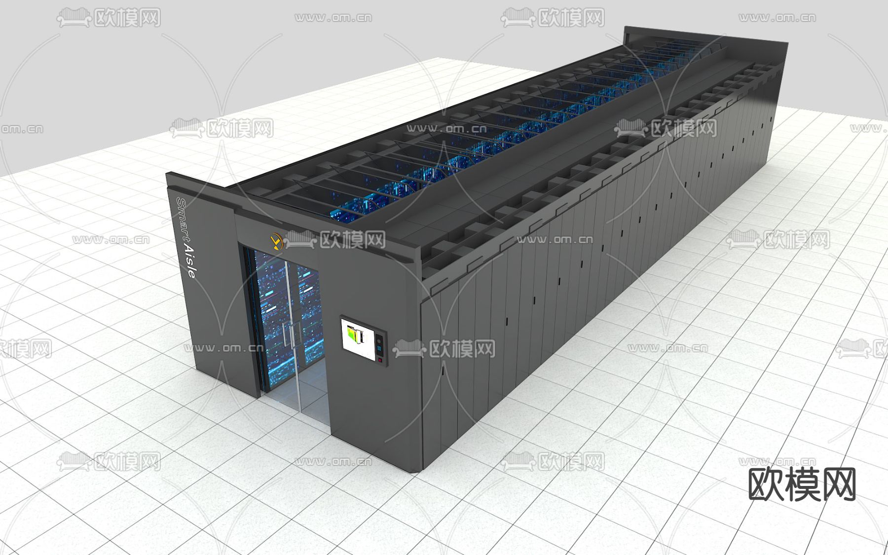 机房 机柜 服务器su模型下载（渲染图2）
