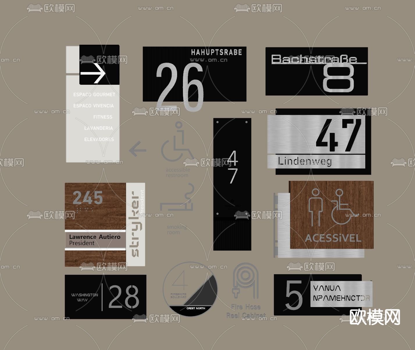 标识牌 指示牌su模型下载（渲染图2）