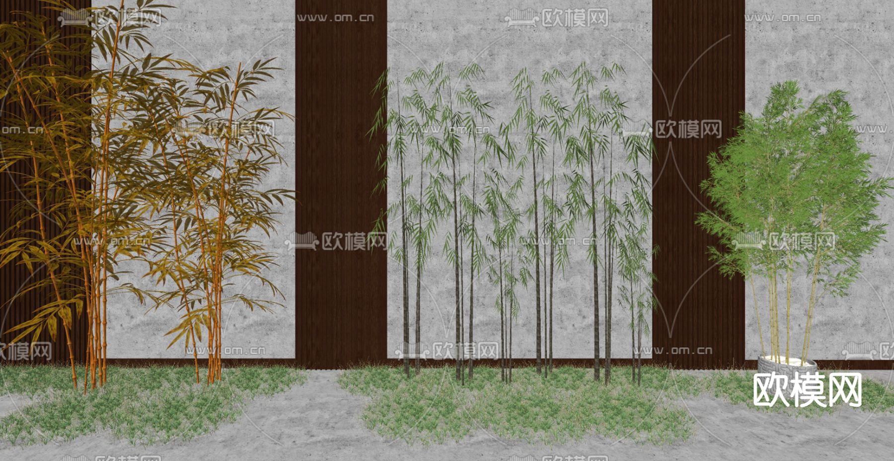 现代竹子su模型下载（渲染图2）