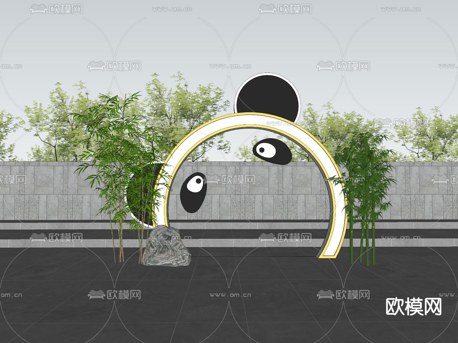 现代活动门头su模型