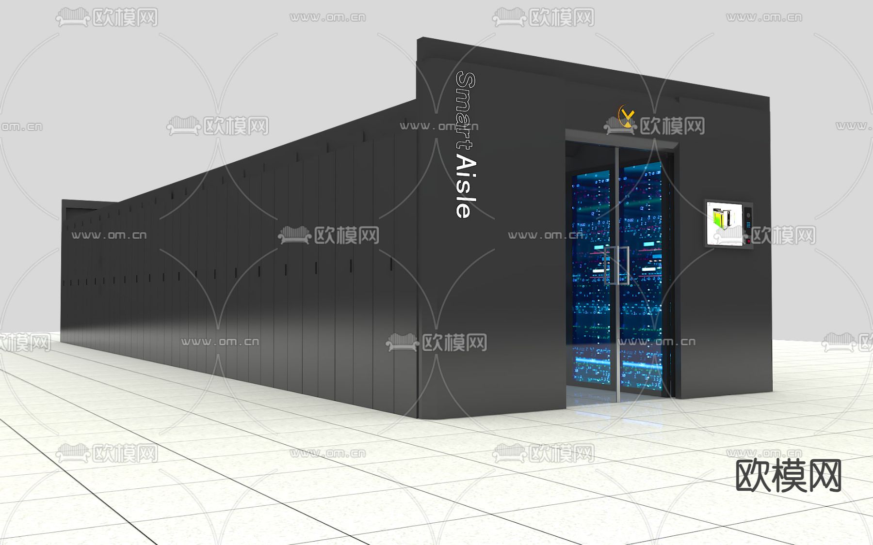 机房 机柜 服务器su模型下载（渲染图1）
