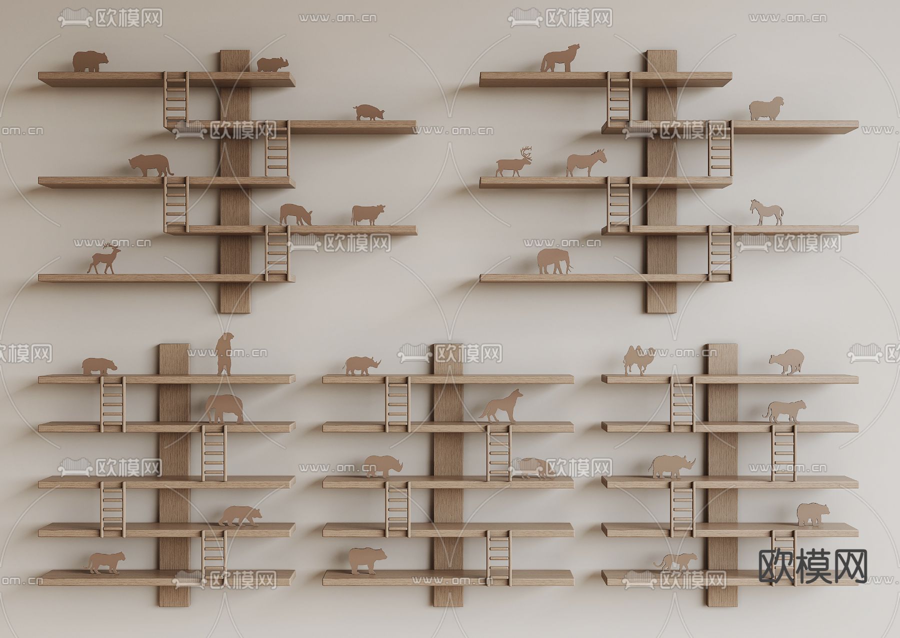 北欧儿童置物架su模型下载（渲染图1）