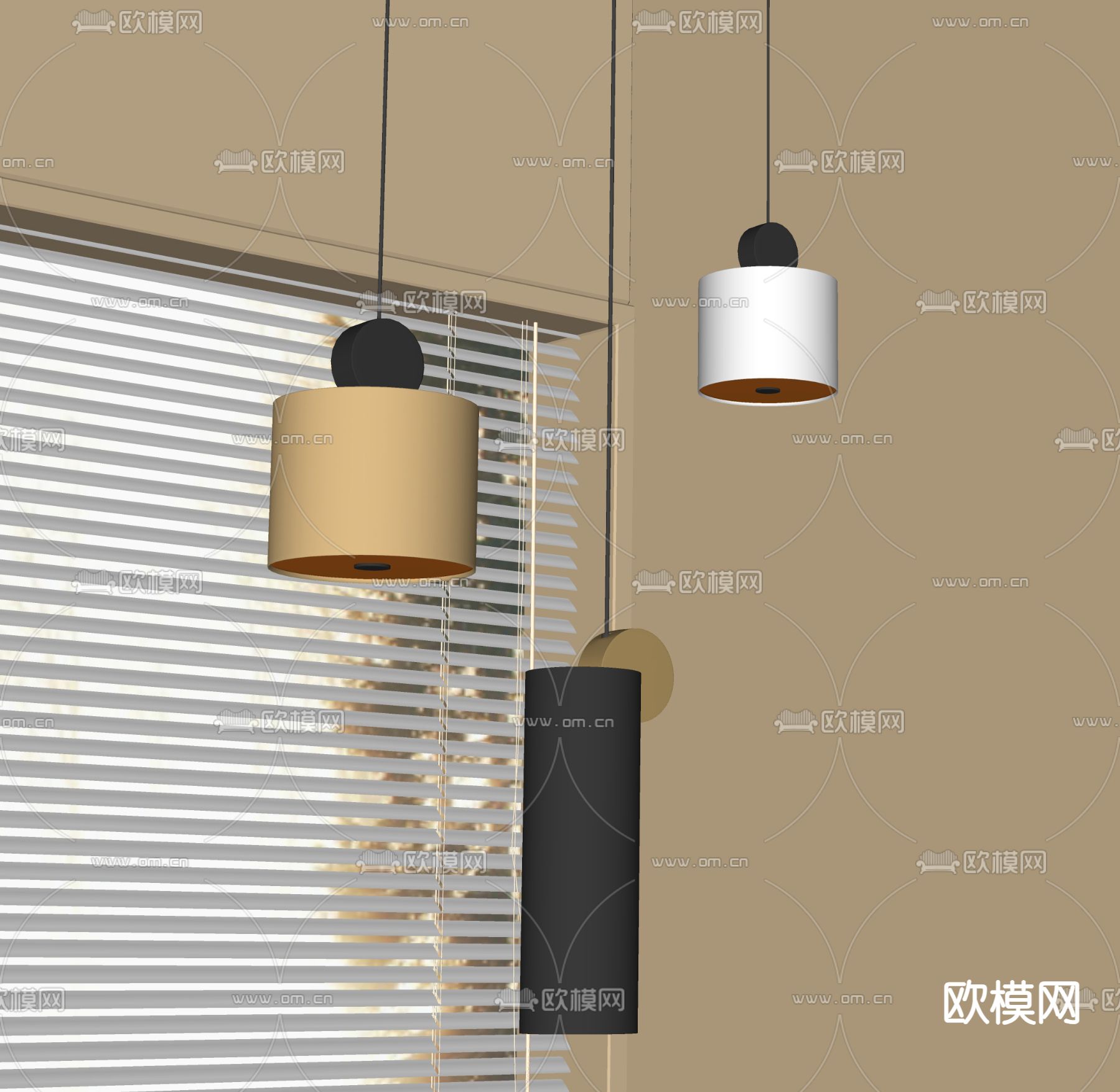 床头吊灯su模型下载（渲染图2）