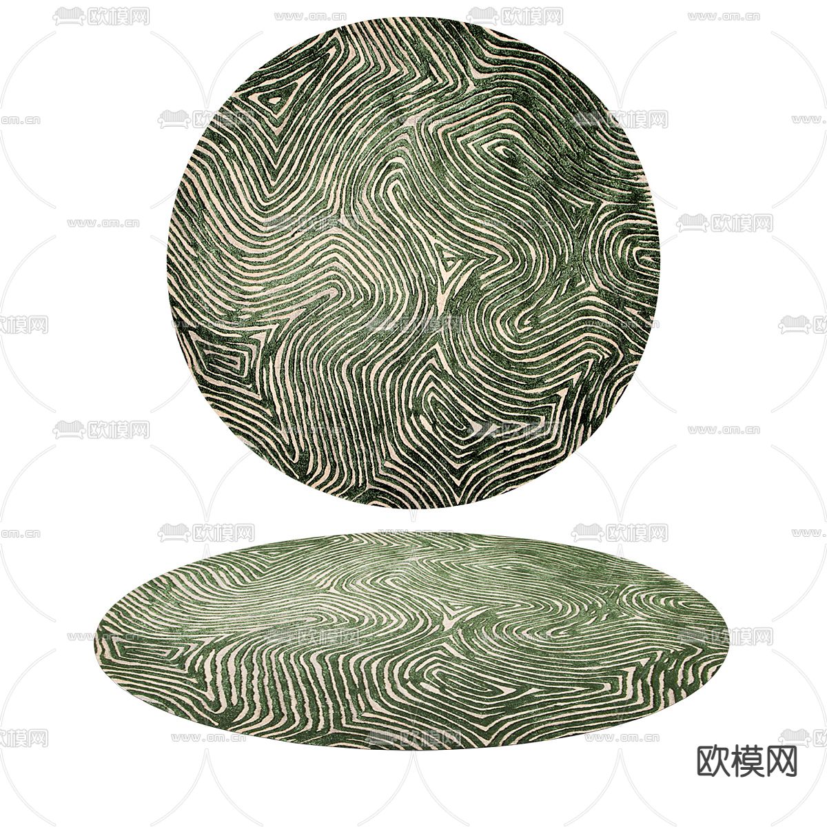 侘寂风圆形地毯su模型