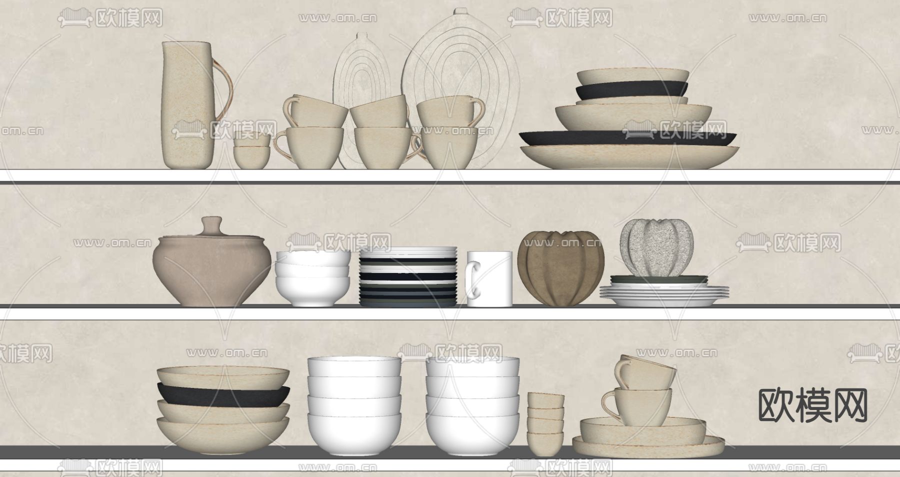 现代餐具su模型下载（渲染图2）