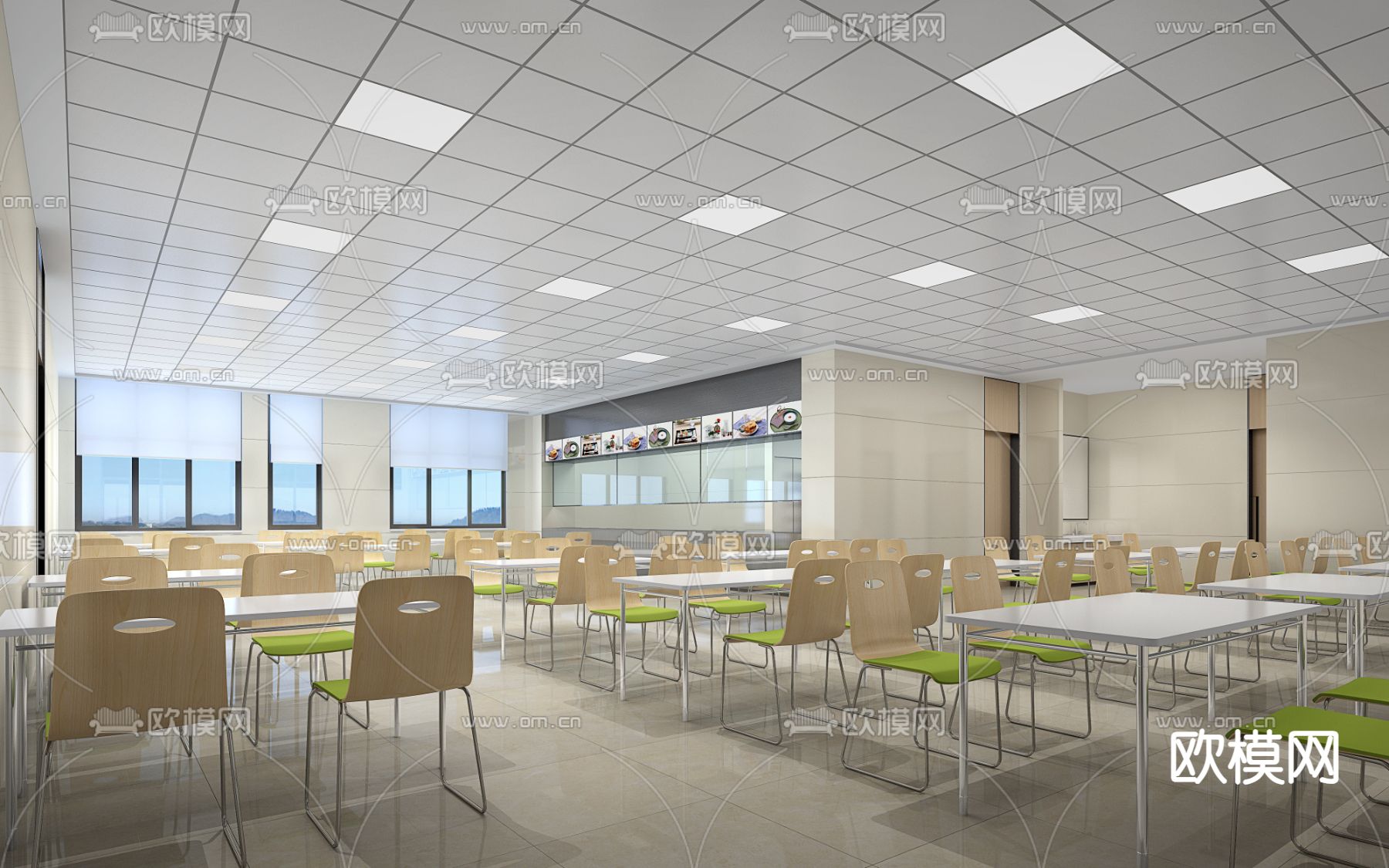 职员餐厅 员工食堂3d模型下载