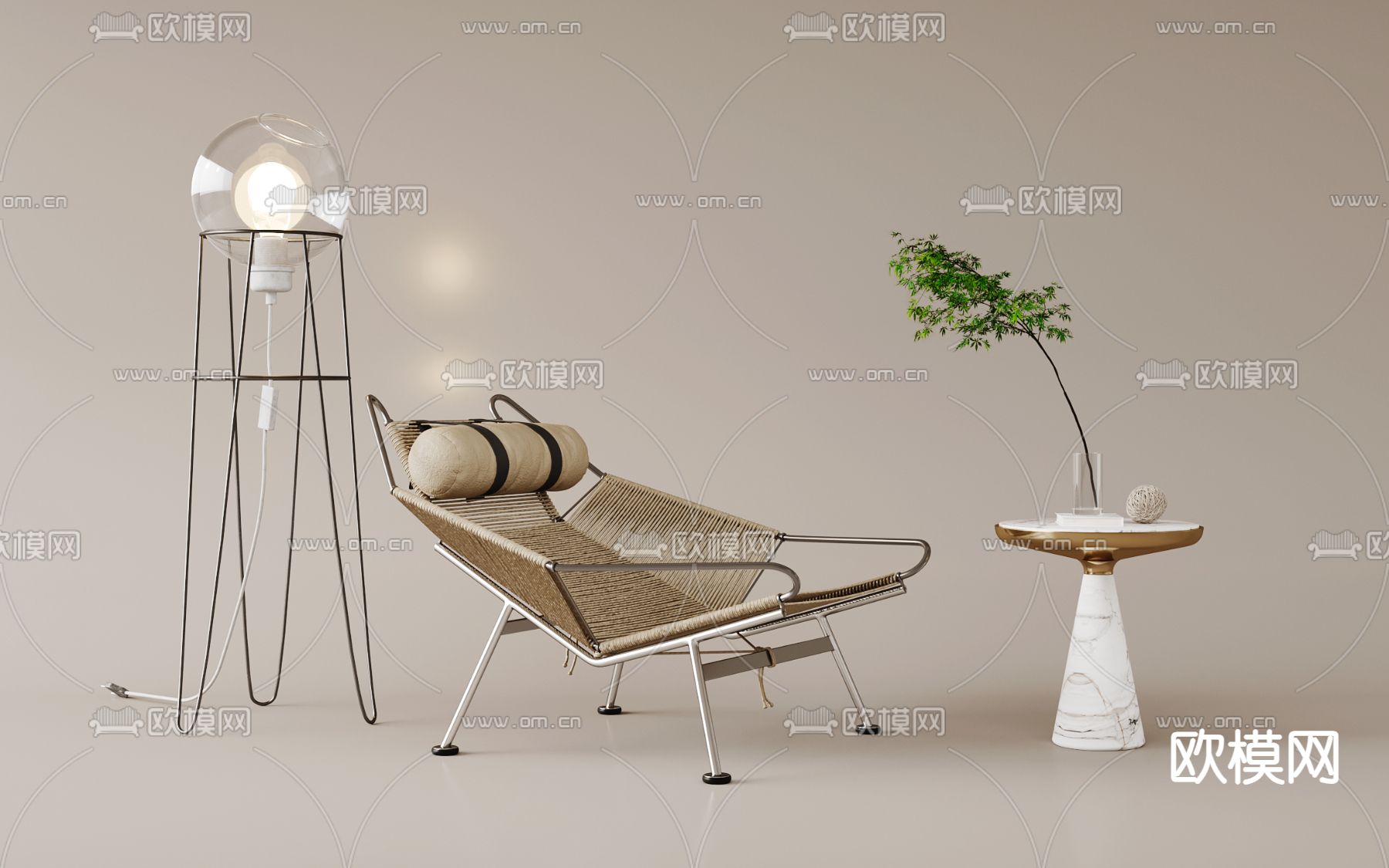 现代躺椅 休闲椅su模型下载（渲染图1）