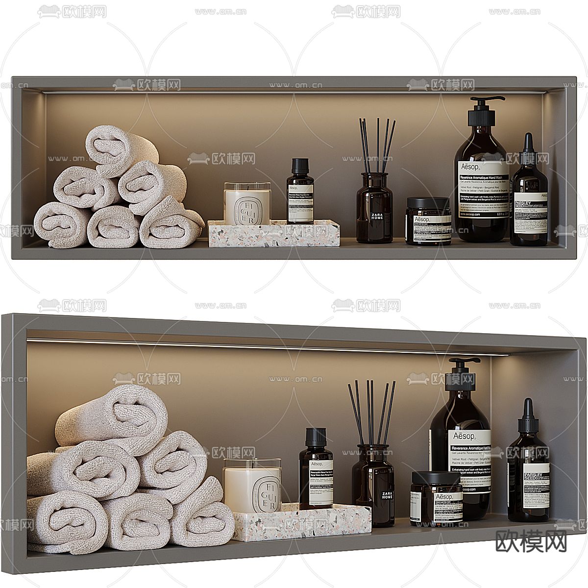 洗护用品 毛巾 香薰 洗护3d模型下载（渲染图1）