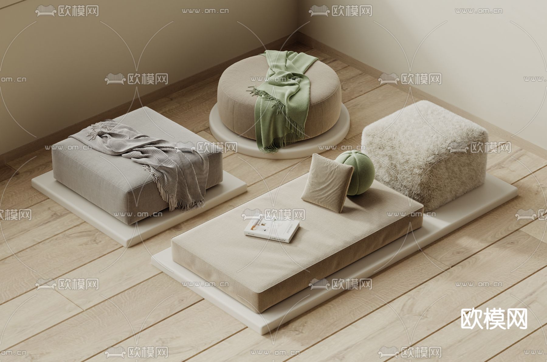 飘窗垫 坐垫 沙发垫3d模型下载