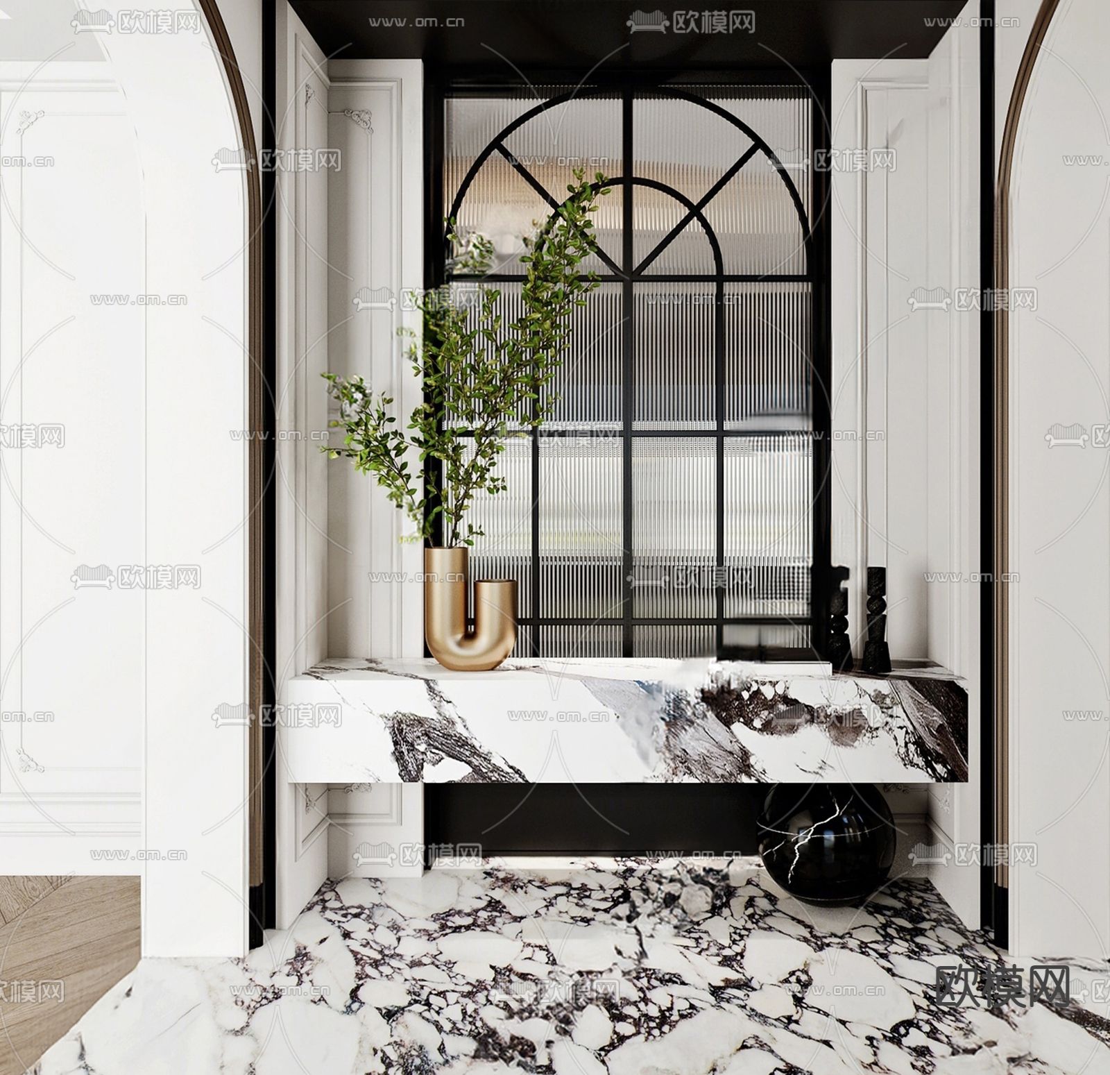 法式玄关su模型下载（渲染图2）