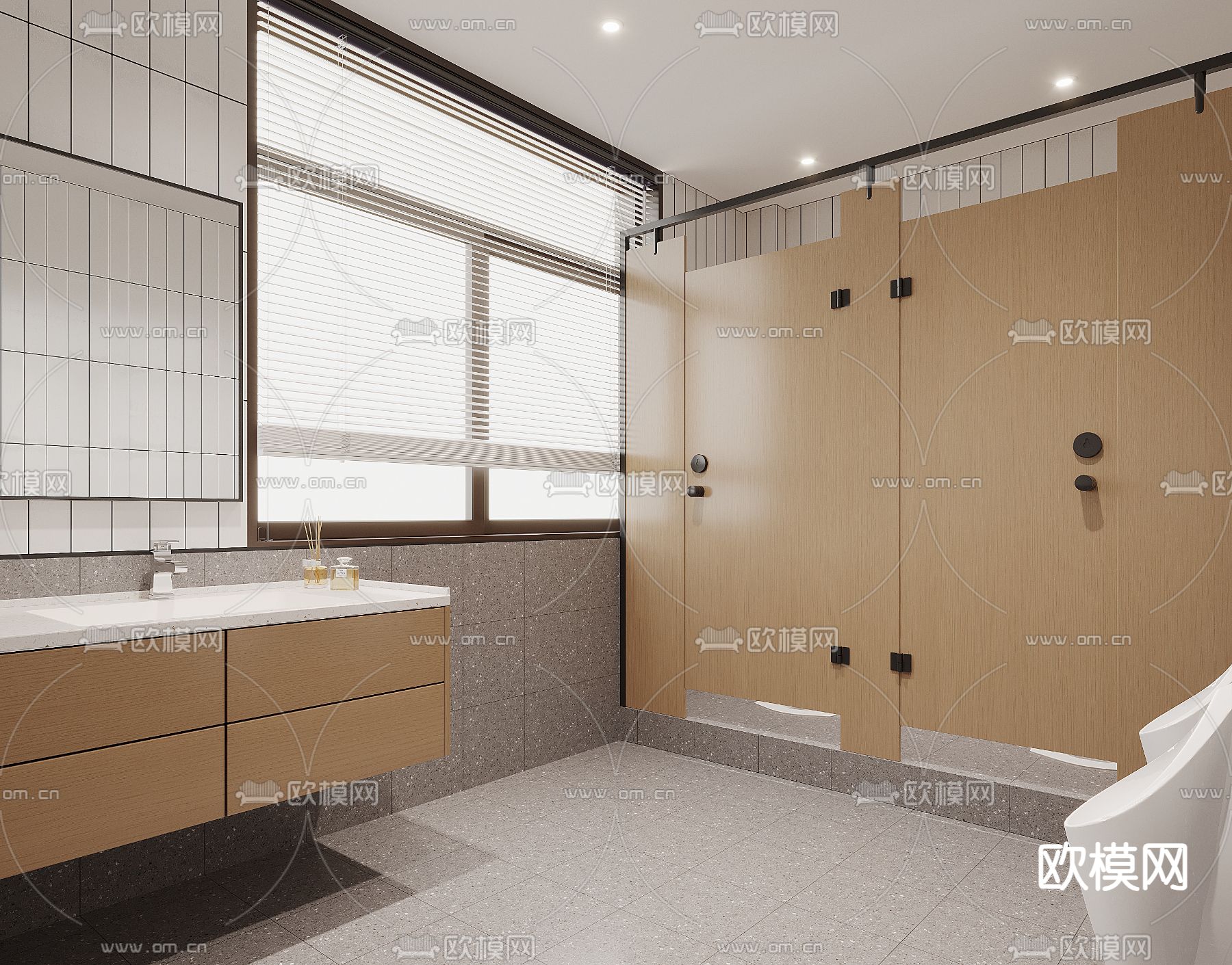 公共卫生间3d模型下载（渲染图1）