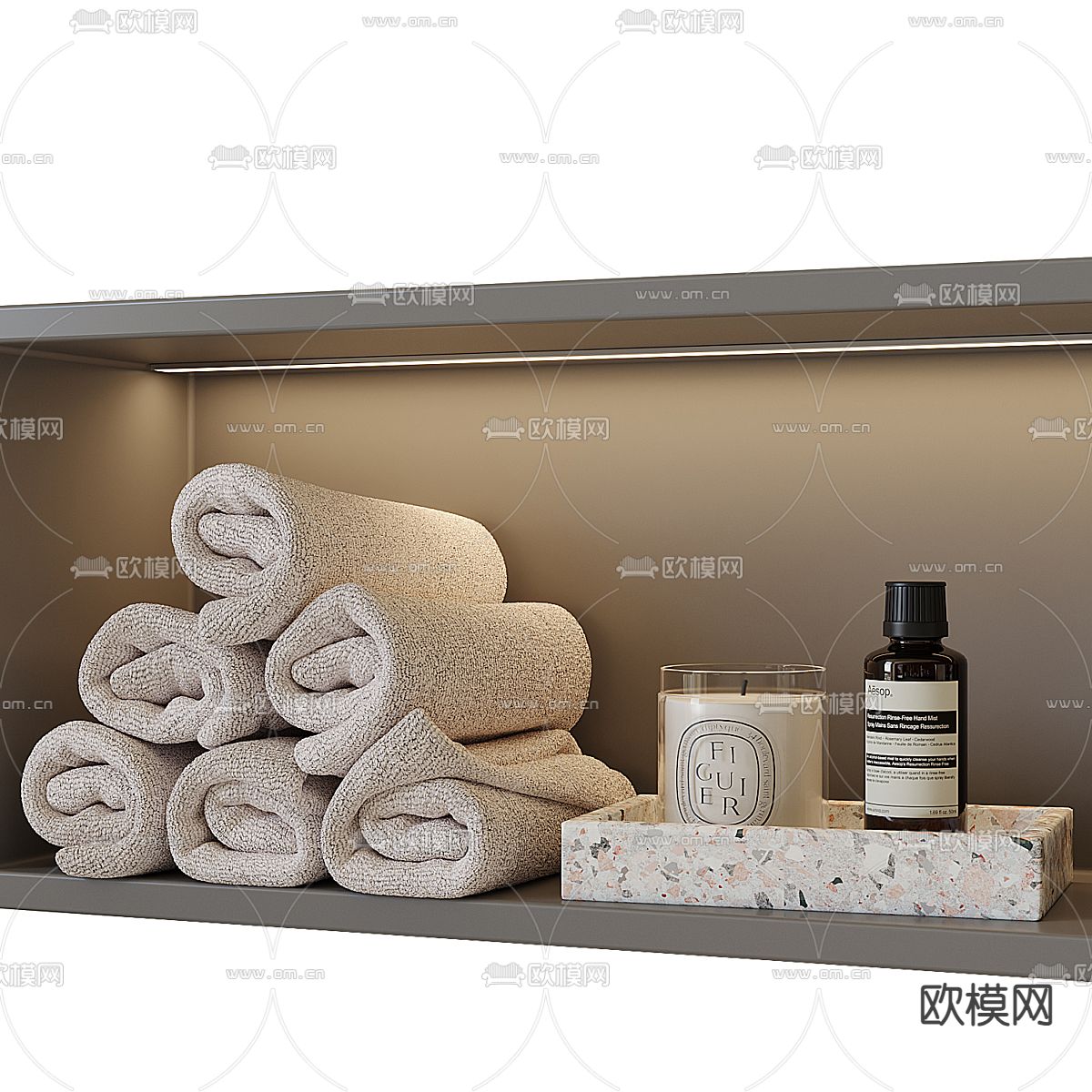 洗护用品 毛巾 香薰 洗护3d模型下载（渲染图2）