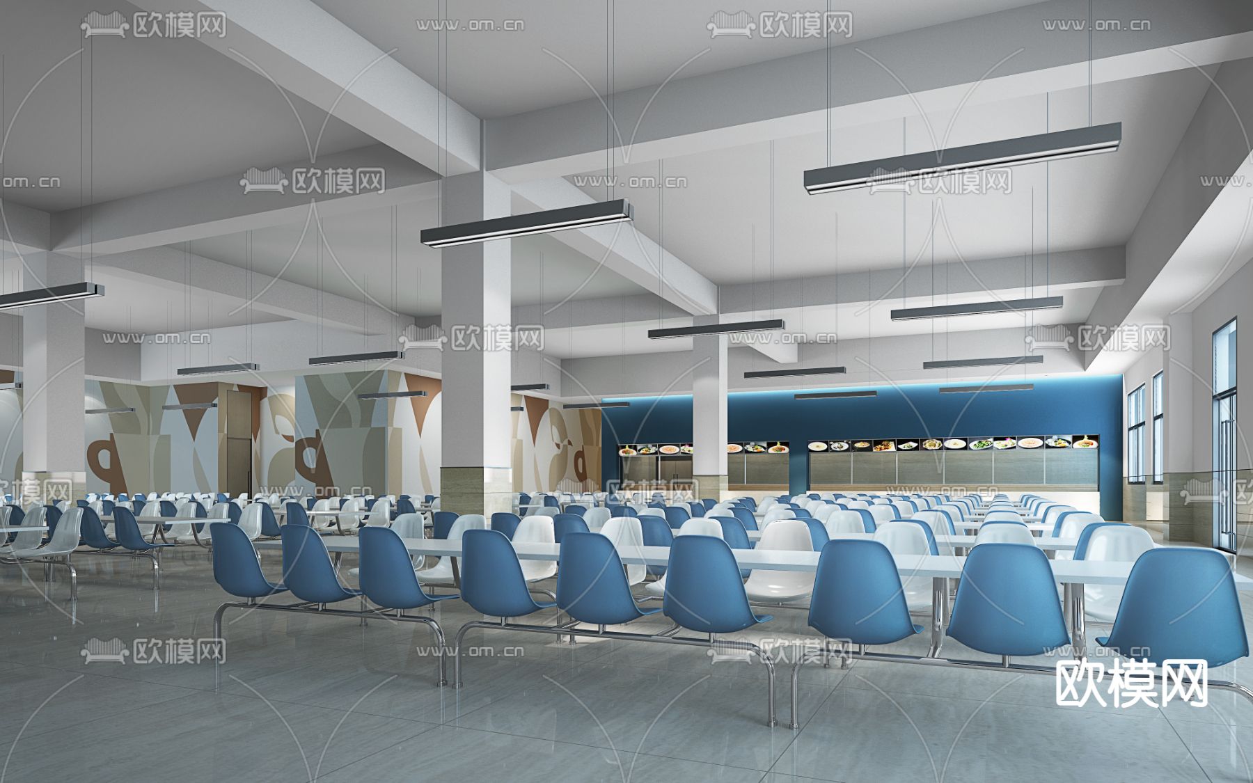 职员餐厅 员工食堂3d模型下载