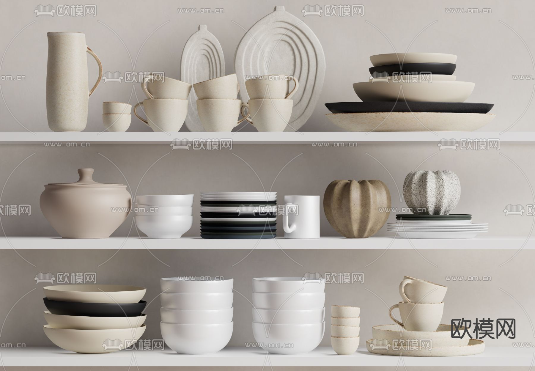 现代餐具su模型下载（渲染图1）