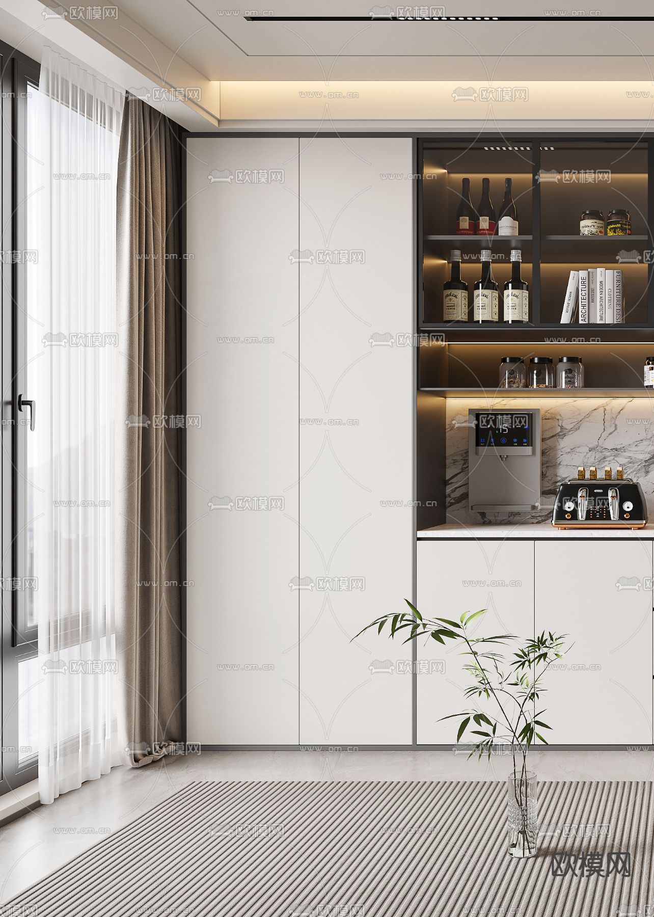 现代酒柜 餐边柜3d模型下载（渲染图3）