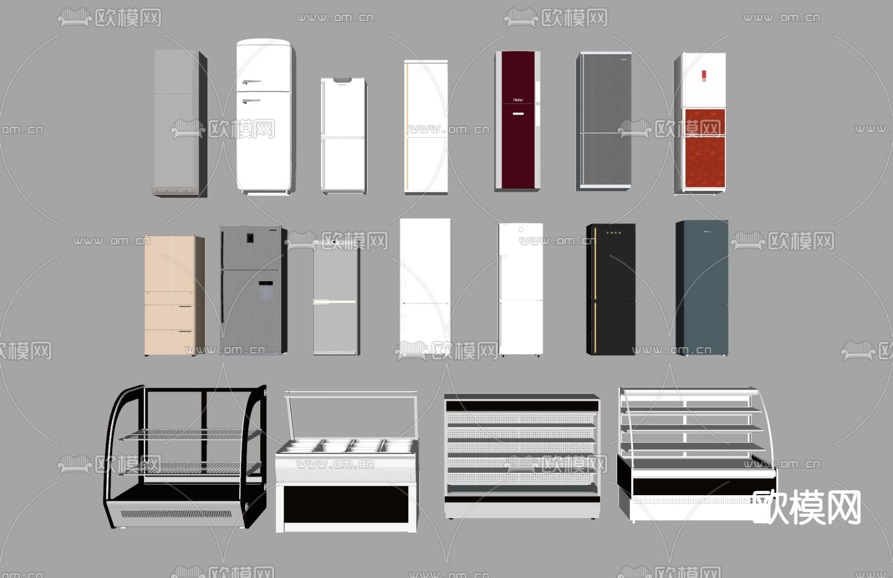冰箱 展示柜su模型下载（渲染图2）