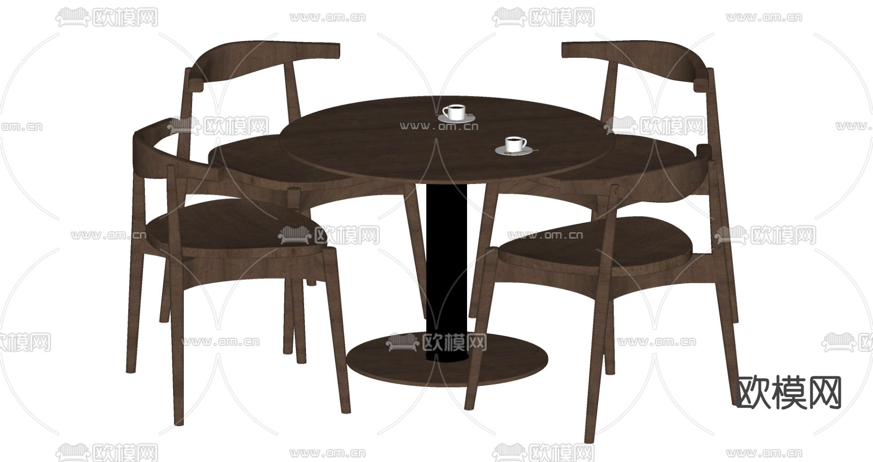 现代餐桌椅su模型下载（渲染图2）