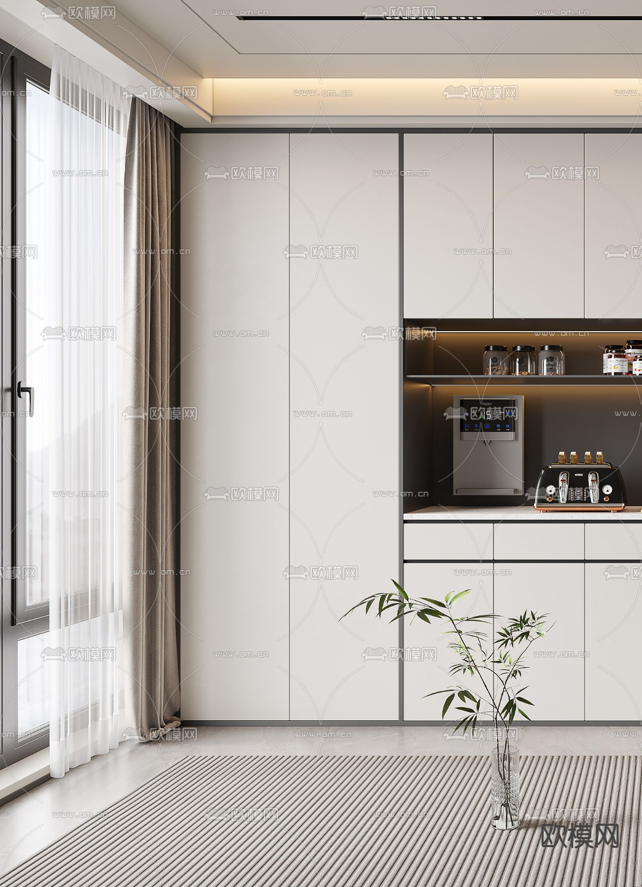 现代酒柜 餐边柜3d模型下载（渲染图3）