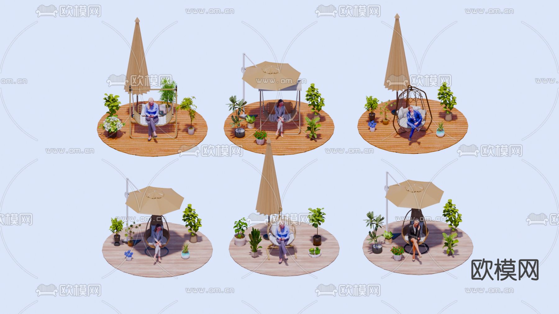 户外秋千su模型下载（渲染图1）