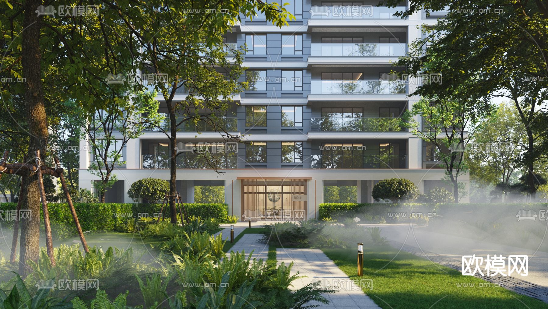 住宅小区景观3d模型下载